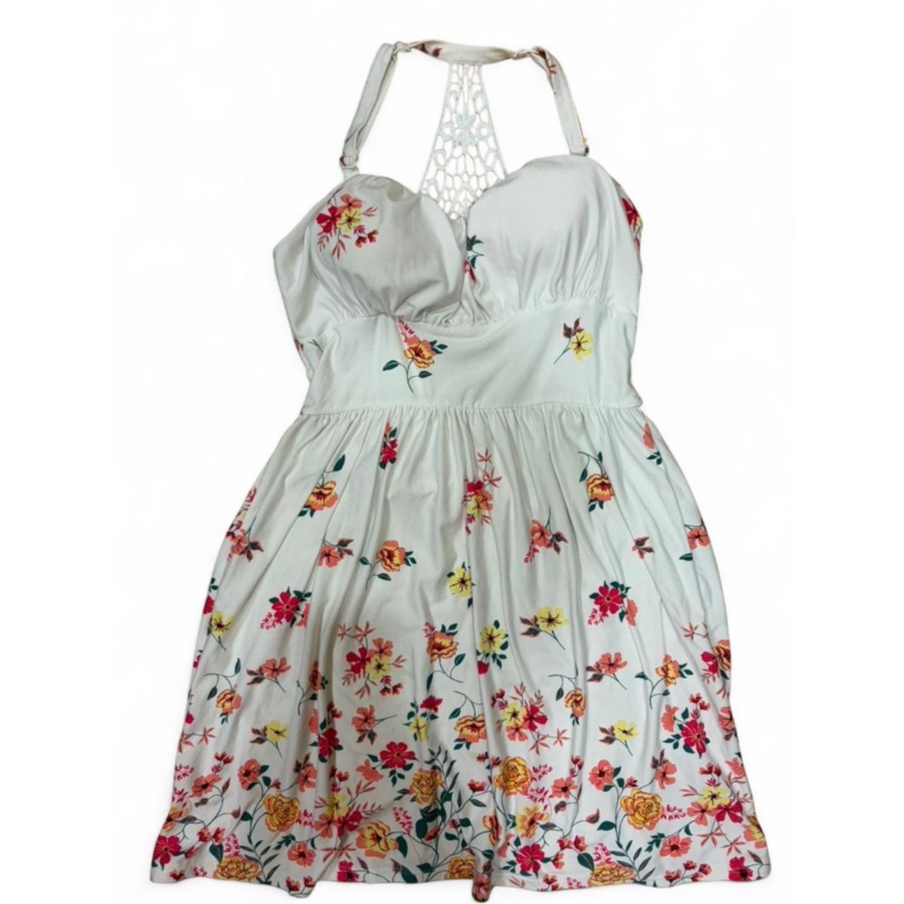 White floral mini dress